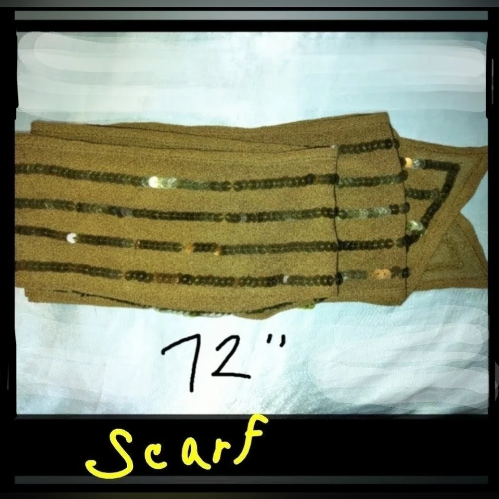 Olive Green Sequin Scarf